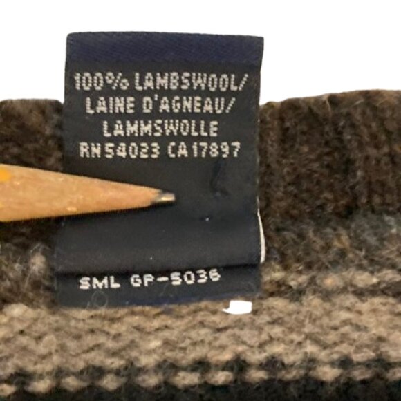 Gap Men's Lambswool Sweater Vintage Striped Crew Neck Mostly Browns, sz Medium - Picture 7 of 11